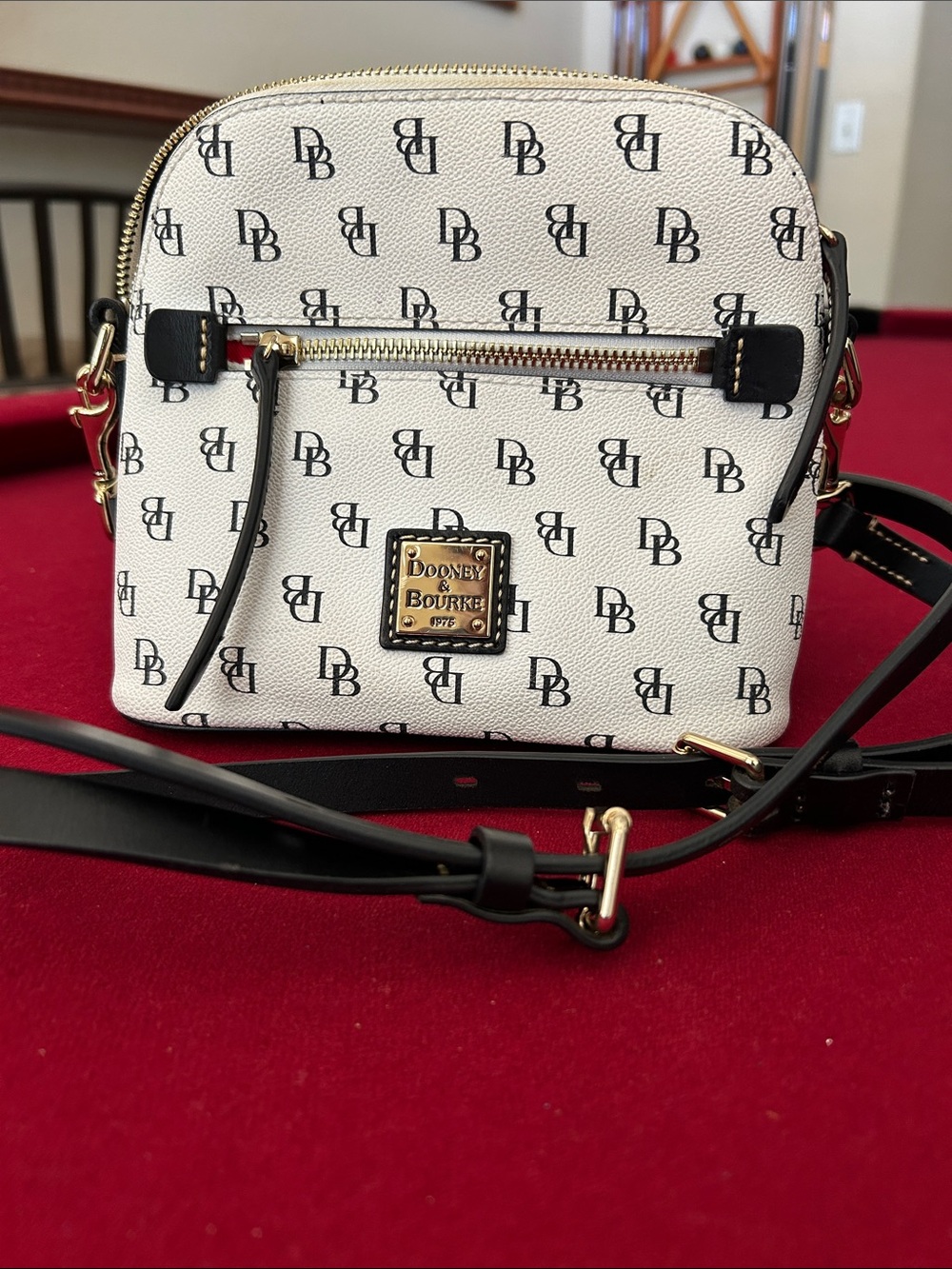 Dooney & Bourke Gretta White Monogram Crossbody with Black Trim